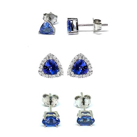 Tanzanite Stud earrings, tanzanite gold earrings, tanzanite silver studs, 14k white gold studs