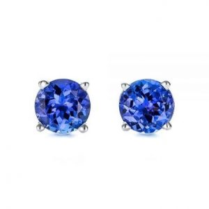 tanzanite studs, tanzanite earrings, tanzanite round cut stones, tanzanite round earrings,sterling silver